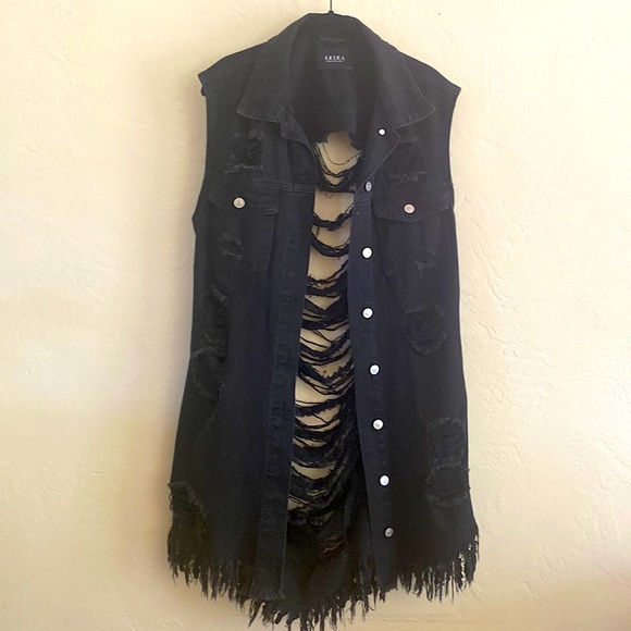 Akira Black Denim Jacket - Picture 2 of 3